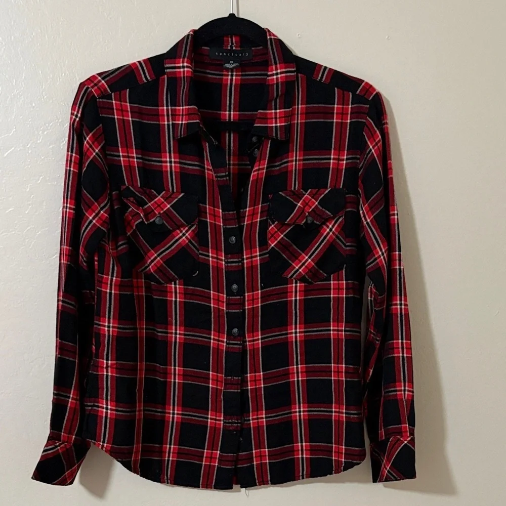 Sanctuary Boyfriend Shirt Red and Black ✅✅✅✅ - Picture 2 of 7